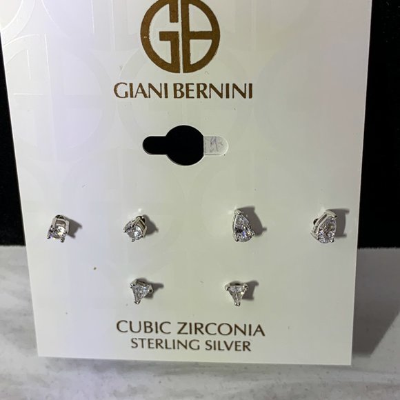 Stud earrings set cubic zirconia and sterling silv - Picture 2 of 5